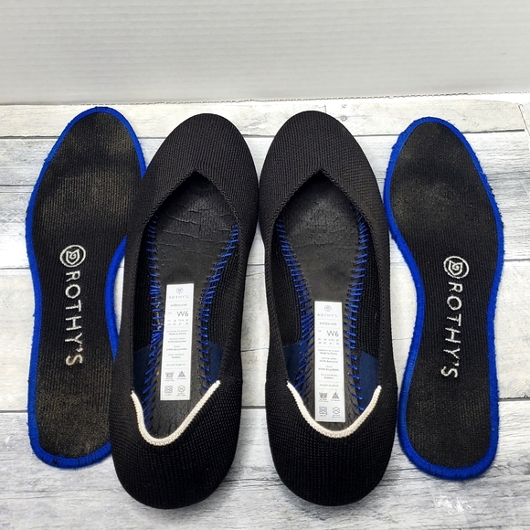 Rothy's The Flat Black Round Toe White Halo Slip on Shoes Retired Size 6 - Picture 5 of 10